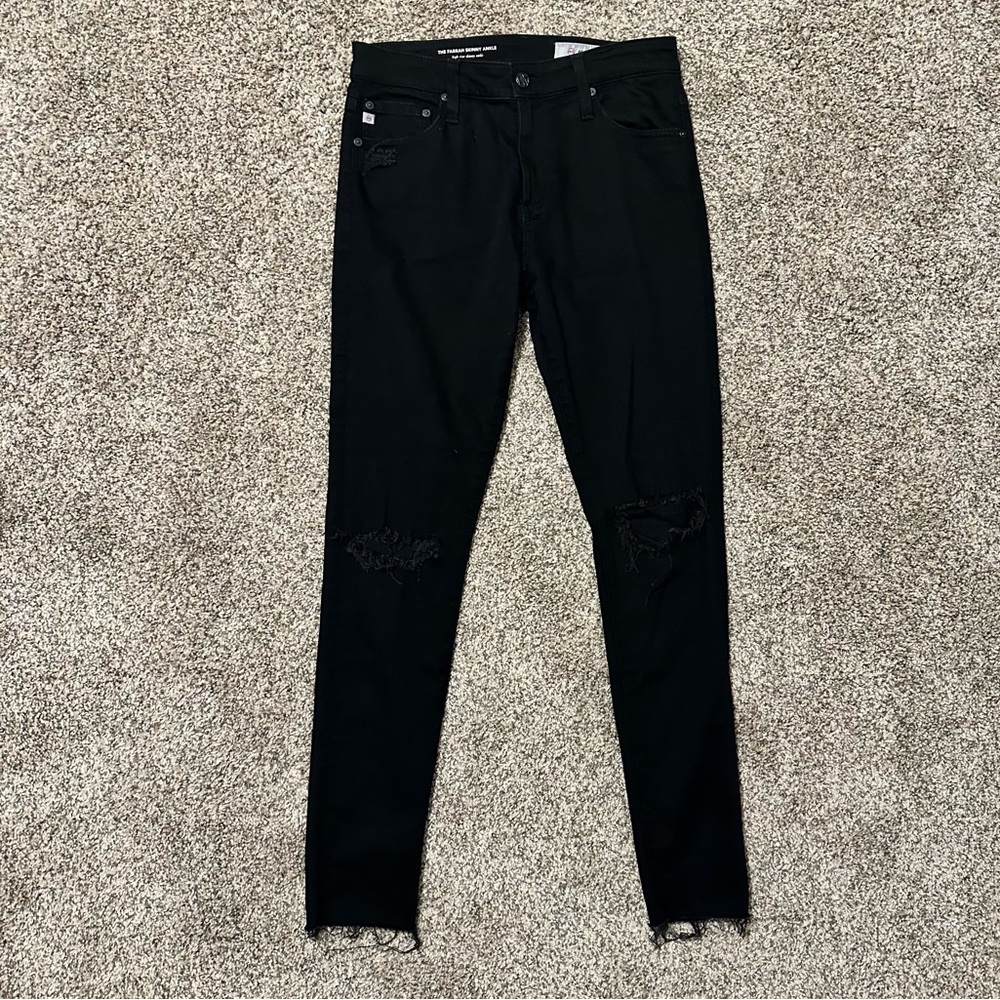 Black AG jean - high waist - skinny Jean with distressed hem size 28 R